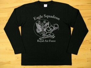 R.A.F. Eagle Squadron 黒 5.6oz 長袖Tシャツ グレー S ミリタリー イギリス空軍 イーグル飛行中隊 U.S. AIR FORCE