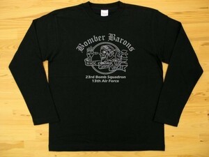 Bomber Barons 黒 5.6oz 長袖Tシャツ グレー XL ミリタリー ボンバーバロンズ 第23爆撃飛行隊 U.S. AIR FORCE