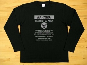 RESTRICTED AREA 黒 5.6oz 長袖Tシャツ グレー 3XL 大きいサイズ ミリタリー U.S. AIR FORCE ステンシル