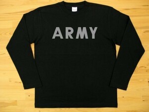 ARMY 黒 5.6oz 長袖Tシャツ グレー 2XL 大きいサイズ ミリタリー ロゴ アーミー 陸軍