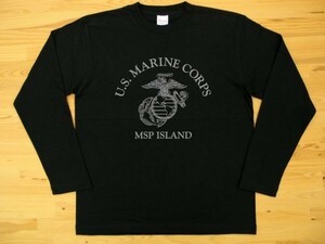 U.S. MARINE CORPS 黒 5.6oz 長袖Tシャツ グレー 3XL 大きいサイズ ミリタリー USMC海兵隊 マリーン