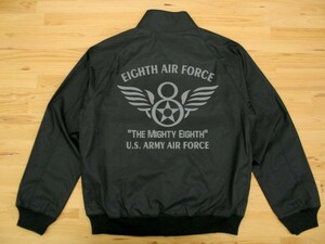 8th AIR FORCE 黒 スイングトップ グレー 4XL フライトジャケット ma-1ミリタリー U.S. ARMY AIR FORCE the mighty eighth