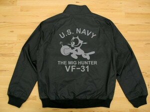 U.S. NAVY VF-31 黒 スイングトップ グレー 3XL フライトジャケット ma-1ミリタリー VFA-31 USN トムキャット