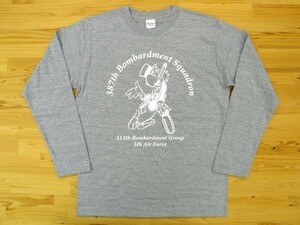 387th Bombardment Squadron 杢グレー 5.6oz 長袖Tシャツ 白 XL ミリタリー 5th air force 312th bomb group オウム