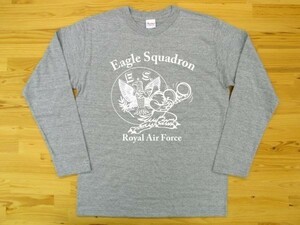 R.A.F. Eagle Squadron 杢グレー 5.6oz 長袖Tシャツ 白 M ミリタリー イギリス空軍 イーグル飛行中隊 U.S. AIR FORCE