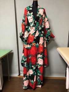 * including carriage unused *... long-sleeved kimono polyester 100% made in Japan 41-C223 peace pattern pretty good-looking retro Japanese clothes Japanese clothes 