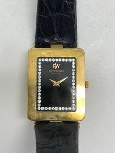 【ジャンク】 RAYMOND WEIL レイモンド ウィル 腕時計 文字盤 黒 ブラック ケース ゴールドカラー 風防欠損
