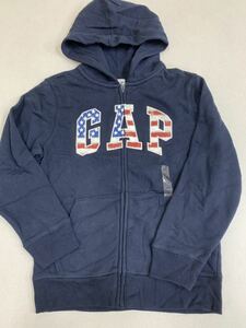 ■ＧＡＰ■新品■ロゴパーカー■１４０■紺■星条旗■USA■ギャップ■ジップアップ■人気のタイプ■22■1-1