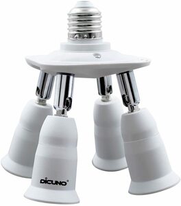 DiCUNO LED電球専用 4分岐ソケット E26口金対応 照射角度可調 延長ソケット