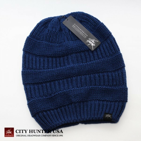 ニット キャップ 帽子 メンズ レディース City Hunter USA SLOUCHY OVERSIZED BEANIE ネイビー SK650-NAV アメリカンブランド