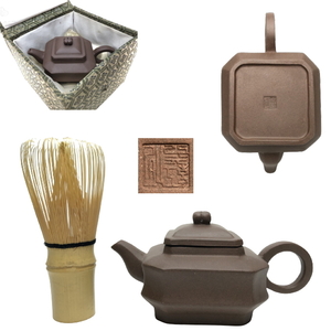 036【我楽多】 時代物 煎茶道具 朱泥急須 在銘 箱付 朱泥 紫砂 煎茶器 茶道具 中国美術 古玩