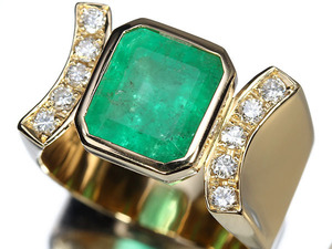 5107SS【1円~】新品【RK宝石】≪Emerald≫ 特大3.3ct!!! 天然エメラルド 極上ダイヤモンド K18 超高級リング ダイヤ