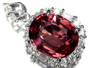5038SS【1円~】新品【RK宝石】≪Tourmaline≫ 豪華絢爛 極上トルマリン 大粒4.35ct 極上ダイヤモンド Pt900 高級ペンダントヘッド