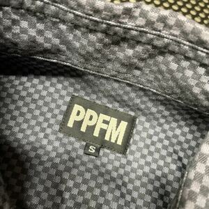 PPFMペイトンプレイスフォーメン 七分袖 シャツ チェッカーフラッグ柄 Sサイズ グレー