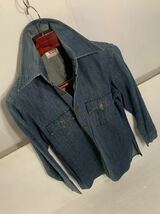 70's ヴィンテージ LEVI'S リーバイス　香港製　ビッグE 濃紺デニムシャツジャケット　M オレンジタブ　BIG E_画像9