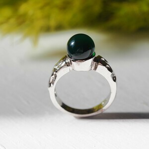 Черный зеленый Onyx SV Кольцо № 10 ~ 10,5
