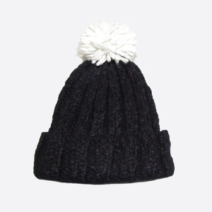 *SALE*Hollister/ Hollister * lame entering rib knitted pompon Beanie (Black/White)