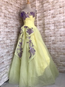 A20015■★ロングドレス　衣装　レモンイエロー　チュール　カラードレス　