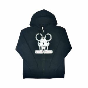 新品 ミッキー MICKY ダブル W FUCK YOU 中指 挑発ジェスチャー モザイク マウス ジップアップ パーカー XL XXLサイズ 大きいビッグ ワイド