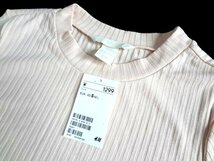 新品 定価1299円 H&M テレコ クルーネック Tシャツ ピンク S 小さいサイズ 7 エイチアンドエム 半袖 透けない_画像2