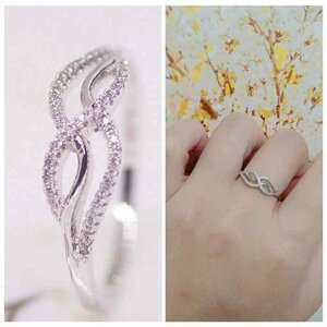 ★指輪 18K RGP プラチナ 高級 CZ 上品 リング yu1086e