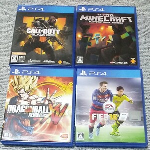 PS4ソフト4本セット マインクラフト FIFA16 コールオブデューティブラックオプス4 ドラゴンボールゼノバース