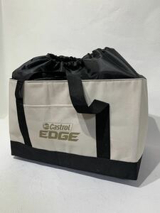 【人気】Castrol/カストロール　EDGE　保冷バッグ 　黒／ブラック　大容量　アウトドア　エンジン　オイル　レース　白/ホワイト 車　H365