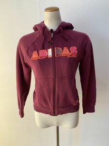 【人気】adidas/アディダス 　パーカー　赤／レッド 　レディースS　サイズ　ビッグロゴ　スポーツ　上品　K1431