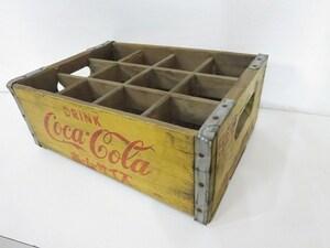 コカ・コーラ [Coca-Cola] 木箱 木製 ボトルケース ドリンクケース ホームサイズ 1ダース用 瓶入れ 当時物 昭和レトロ インテリア /中古品