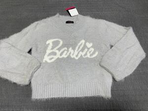 新品barbieバービー　V字モヘアニットトップス140 カッコいいガーリー系ニットセーター 