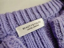 ユナイテッドアローズ BEAUTY & YOUTH ウール100%大人可愛いきれい色アランケーブルミックス編みスリットネックニット♪_画像4