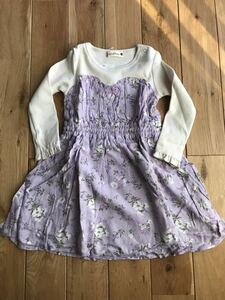  new goods Blanc shes thin long sleeve floral print One-piece lavender 90 centimeter 