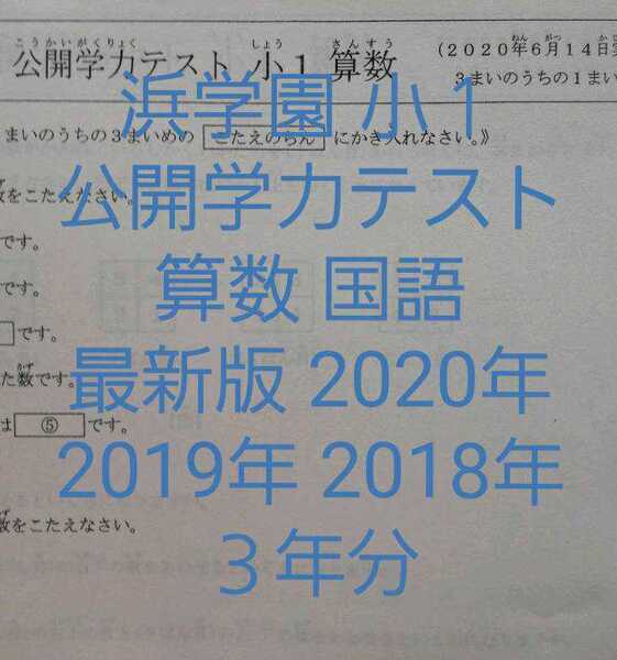 浜学園　小１　2020～2018年　３年分　公開学力テスト　算数　国語