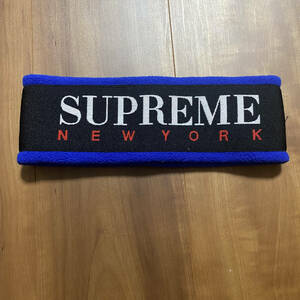 新品未使用 16aw Supreme シュプリーム Fleece headband ヘアバン ブラック×ブルー