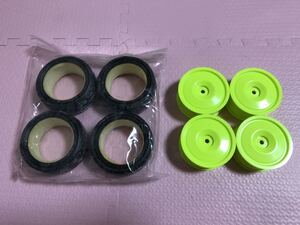送料無料 1/10 アトラス 蛍光イエロー ホイール タイヤ タミヤ セット TAMIYA ATLAS ツーリングカー RC PARTS