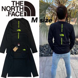 ノースフェイス ロンT Tシャツ バーチカル NSE バックロゴ ネオン NF0A4CEF ブラック Mサイズ THE NORTH FACE L/S VERTICAL NSE TEE 新品
