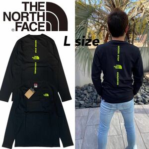 ノースフェイス ロンT Tシャツ バーチカル NSE バックロゴ ネオン NF0A4CEF ブラック Lサイズ THE NORTH FACE L/S VERTICAL NSE TEE 新品