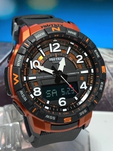 新品 カシオ Casio プロトレック PROTREK 正規品 腕時計 アナデジ クオーツ モバイルリンク Bluetooth 10気圧防水 オレンジ ブラック