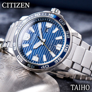 新品 シチズン CITIZEN 正規品 腕時計 ECO-DRIVE エコドライブ カレンダー ステンレスベルト アナログ ソーラーウォッチ 青 AW1525-81L