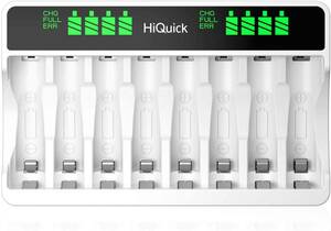 HiQuick 充電池充電器 単3 単4 ニッケル水素 ニカド充電池に対応 8本自由充電可能 急速充電器 LCD付き 8独立したス