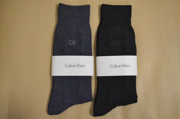 新品　未使用　タグ付き　男性　CALVIN KLEIN　カルバンクライン　綿混ソックス　２足セット　日本製　　送料無料