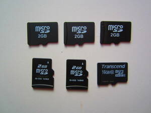 micro SDカード　2GB 5枚 16GB 1枚セット 中古品