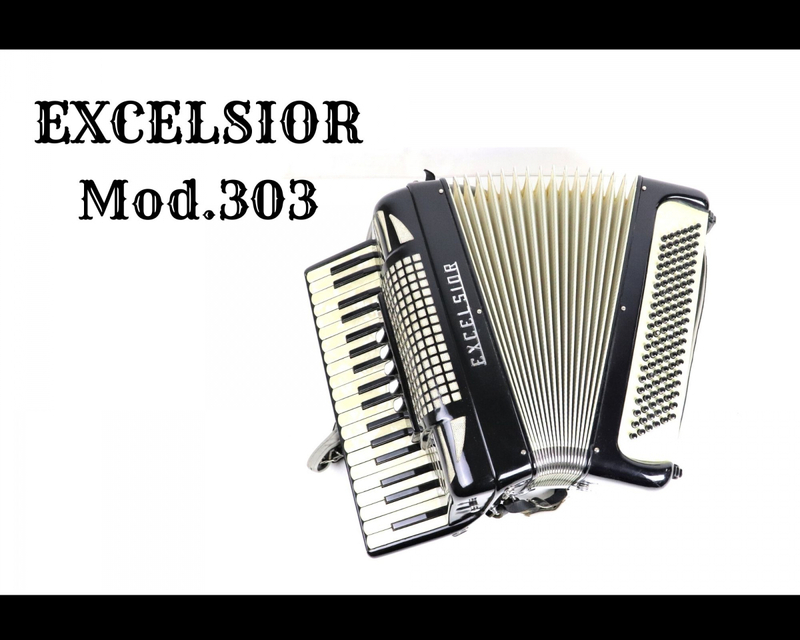 【音良好】 EXCELSIOR Mod.303 エキセルシャー アコーディオン 37鍵 120ベース ブラックカラー ソフトケース付 鍵盤楽器 音楽 練習 JNDH23