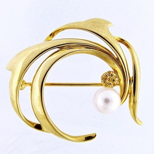 [ Mikimoto ] K18YG Gold * brooch * pearl 6.3mm [ used ]/10024140