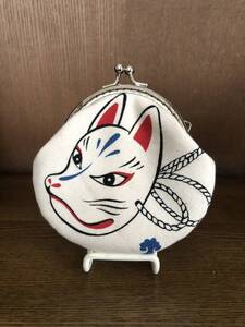 がま口 縫い付けタイプ / 財布 / 小物入れ / ハンドメイド ☆ 和柄・お面柄・生成り