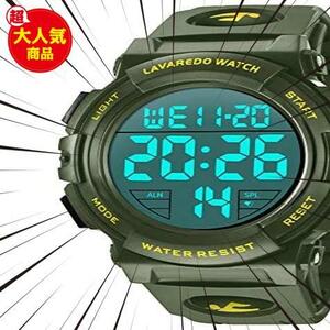 ★色:5-グリーン★ 腕時計 メンズ デジタル スポーツ 50メートル防水 おしゃれ 多機能 LED表示 アウトドア 腕時計(グリーン)