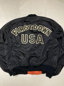 ◆ FIRST DOWN ◆ ファーストダウン 希少 レア 90s M.H.O ZONE 背面BIGロゴ 両面 USAF MA-1 ミリタリー エアフォース フライトジャケット M