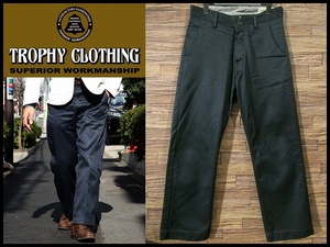 送無 美品 Trophy Clothing トロフィークロージング 19SS 40 Civilian Pants 1940年代 シビリアン パンツ フック フロント チノパン 紺 W32
