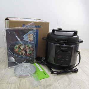 B12290【美品】パナソニック 電気圧力鍋 3L(満水容量3L/調理容量2L) 圧力/低温/無水/煮込/自動調理 レシピブック付 SR-MP300-K
