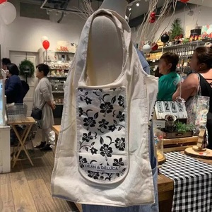 DEAN&DELUCA/ディーン&デルーカ/黒花柄/トートバッグ/エコバッグ/ショッピングバッグ/ハワイ限定/Hawaii/折りたたみ